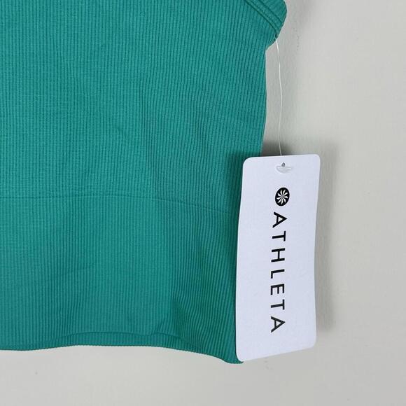 Athleta Aurora Seamless Crop Polo Tank S Teal Green NWT $79 Anti-Odor Wicking - Picture 3 of 9
